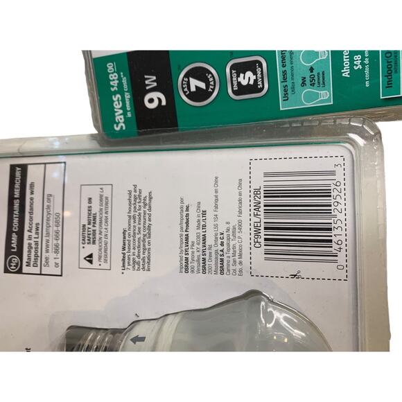 Lot of 4 Sylvania Compact Fluorescent Light Bulb Fan Soft White Mini 9W New - Picture 5 of 5